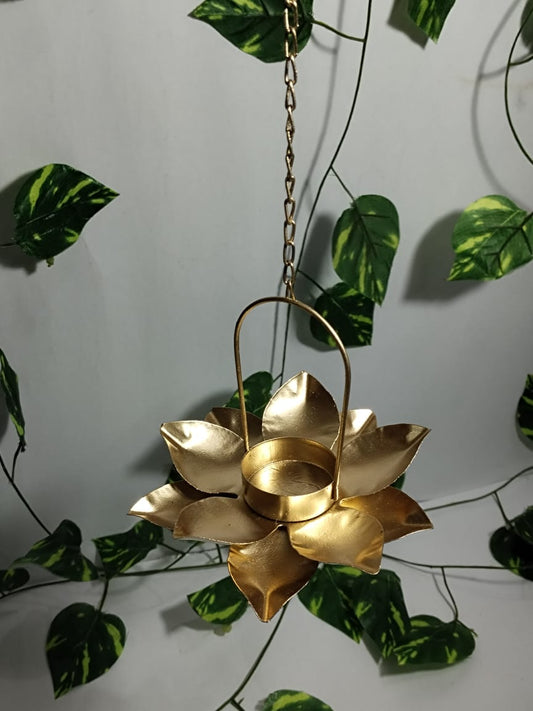 Hanging Lotus Tea Light Holder | Diya Decoration (Set of 2)