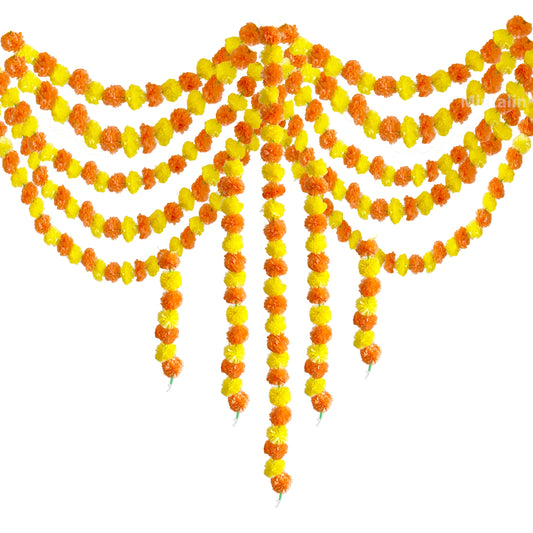 Marigold Flower Garland with зo Flowers, Artificial Flowers for Diwali Home DIY Wreath Garland Craft Decor Wedding Party