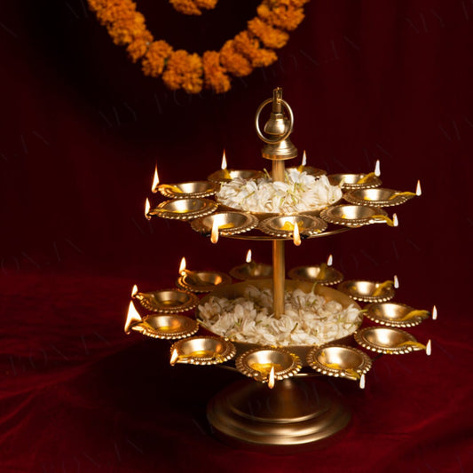 Stacked Urli/Diya for flower decoration, Tea lights/Diya, Diwali decoration, housewarming, pooja room, festive decor, floating candles